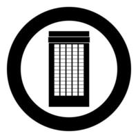 icona edificio colore nero in cerchio vettore