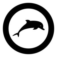 icona delfino colore nero in cerchio vettore