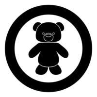 piccolo orso icona nera in cerchio illustrazione vettoriale isolata .