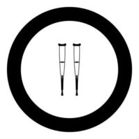 paio di stampelle icona nera nell'illustrazione vettoriale del cerchio