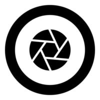 icona dell'otturatore dell'obiettivo della fotocamera colore nero in cerchio vettore