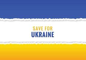 salva per il testo dell'Ucraina con il design del tema della bandiera in stile papercut vettore