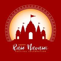 felice ram navami festival indù culturale augura la carta di celebrazione vettore