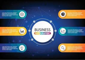 visualizzazione dei dati aziendali. diagramma di processo. elementi astratti di grafico, diagramma con passaggi, opzioni, parti o processi. modello di business vettoriale per la presentazione. concetto creativo per infografica.