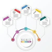 modello di infografica vettoriale con etichetta di carta 3d, cerchi integrati. concetto di affari con le opzioni. per contenuto, diagramma, diagramma di flusso, passaggi, parti, infografiche della sequenza temporale, layout del flusso di lavoro, grafico