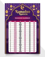 modello di calendario ramadan kareem vettore