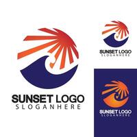 tramonto spiaggia logo simbolo illustrazione vettoriale modello di progettazione.