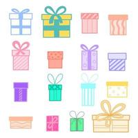 impostare scatole regalo doodle stile illustrazione vettoriale