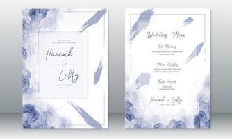 Fondo blu del modello della carta dell'invito di nozze vettore