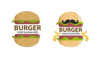 logo hamburger impostato con stile cartone animato vettore