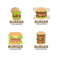 logo hamburger impostato con stile cartone animato vettore