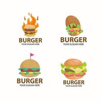 logo hamburger impostato con stile cartone animato vettore