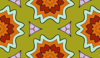 modello senza cuciture del fiore geometrico astratto di doodle colorato. sfondo floreale. mosaico caleidoscopio, geo piastrella di ornamento a linea sottile. vettore