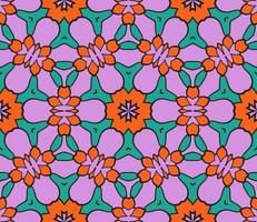 modello senza cuciture del fiore geometrico astratto di doodle colorato. sfondo floreale. mosaico caleidoscopio, geo piastrella di ornamento a linea sottile. vettore