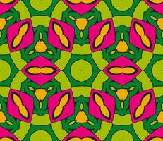 modello senza cuciture del fiore geometrico astratto di doodle colorato. sfondo floreale. mosaico caleidoscopio, geo piastrella di ornamento a linea sottile. vettore