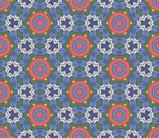 modello senza cuciture del fiore geometrico astratto di doodle colorato. sfondo floreale. mosaico caleidoscopio, geo piastrella di ornamento a linea sottile. vettore