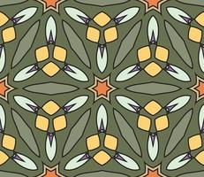 modello senza cuciture del fiore geometrico astratto di doodle colorato. sfondo floreale. mosaico caleidoscopio, geo piastrella di ornamento a linea sottile. vettore