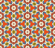 modello senza cuciture del fiore geometrico astratto di doodle colorato. sfondo floreale. mosaico caleidoscopio, geo piastrella di ornamento a linea sottile. vettore