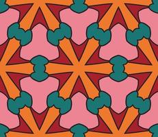 modello senza cuciture del fiore geometrico astratto di doodle colorato. sfondo floreale. mosaico caleidoscopio, geo piastrella di ornamento a linea sottile. vettore