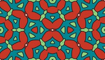 modello senza cuciture del fiore geometrico astratto di doodle colorato. sfondo floreale. mosaico caleidoscopio, geo piastrella di ornamento a linea sottile. vettore