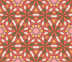 modello senza cuciture del fiore geometrico astratto di doodle colorato. sfondo floreale. mosaico caleidoscopio, geo piastrella di ornamento a linea sottile. vettore