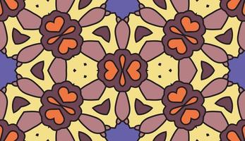 modello senza cuciture del fiore geometrico astratto di doodle colorato. sfondo floreale. mosaico caleidoscopio, geo piastrella di ornamento a linea sottile. vettore