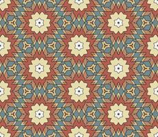 modello senza cuciture del fiore geometrico astratto di doodle colorato. sfondo floreale. mosaico caleidoscopio, geo piastrella di ornamento a linea sottile. vettore