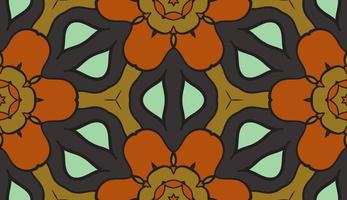 modello senza cuciture del fiore geometrico astratto di doodle colorato. sfondo floreale. mosaico caleidoscopio, geo piastrella di ornamento a linea sottile. vettore