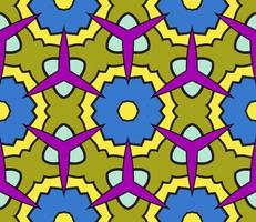 modello senza cuciture del fiore geometrico astratto di doodle colorato. sfondo floreale. mosaico caleidoscopio, geo piastrella di ornamento a linea sottile. vettore