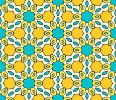 modello senza cuciture del fiore geometrico astratto di doodle colorato. sfondo floreale. mosaico caleidoscopio, geo piastrella di ornamento a linea sottile. vettore