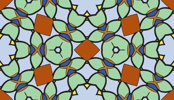 modello senza cuciture del fiore geometrico astratto di doodle colorato. sfondo floreale. mosaico caleidoscopio, geo piastrella di ornamento a linea sottile. vettore