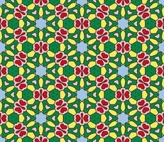 modello senza cuciture del fiore geometrico astratto di doodle colorato. sfondo floreale. mosaico caleidoscopio, geo piastrella di ornamento a linea sottile. vettore