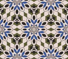 modello senza cuciture del fiore geometrico astratto di doodle colorato. sfondo floreale. mosaico caleidoscopio, geo piastrella di ornamento a linea sottile. vettore