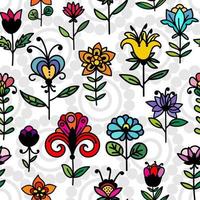 doodle astratto motivo floreale colorato senza soluzione di continuità. sfondo di fiori disegnati a mano. vettore