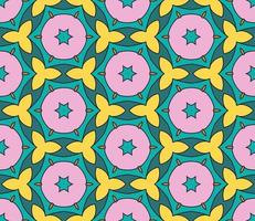 modello senza cuciture del fiore geometrico astratto di doodle colorato. sfondo floreale. mosaico caleidoscopio, geo piastrella di ornamento a linea sottile. vettore