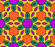 modello senza cuciture del fiore geometrico astratto di doodle colorato. sfondo floreale. mosaico caleidoscopio, geo piastrella di ornamento a linea sottile. vettore