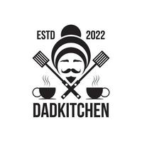 logo di cucina di papà. illustrazione del padre chef. concetto di logo icona vintage vettore