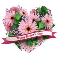 floreale amore cuori cornice fiori biglietto di auguri - festa della mamma internazionale felice - vacanza sfondo vettore