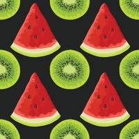 anguria e kiwi disegnano a mano frutta e verdura pattern design vettore