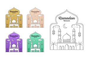 illustrazione vettoriale ramadan kareem collezione di design in stile art linea o monoline