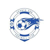 design del logo del calcio modello vettoriale design del fuoco blu