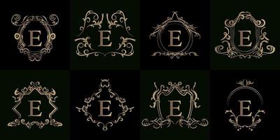 collezione di logo iniziale e con ornamento di lusso o cornice floreale vettore