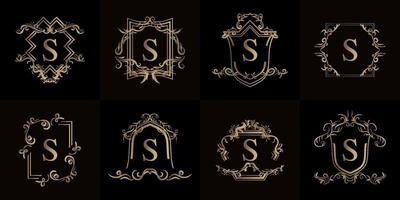 collezione di iniziali logo s con ornamento di lusso o cornice floreale vettore