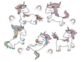 carino unicorno vettoriale con sfondo bianco, stile doodle