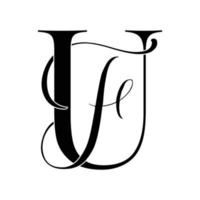 uf, fu, logo monogramma. icona della firma calligrafica. monogramma del logo del matrimonio. simbolo del monogramma moderno. logo delle coppie per il matrimonio vettore