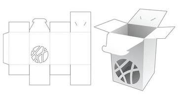 scatola di imballaggio con modello fustellato a forma di finestra astratta a cerchio vettore