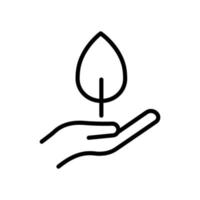 icona di foglia con la mano. adatto per simbolo di ecologia. stile icona linea. design semplice modificabile. vettore del modello di progettazione