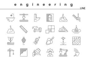 set di icone di ingegneria civile. set di illustrazione vettoriale di linea di ingegneria su sfondo bianco. set di linee modificabili. set di icone di costruzione e linea di costruzione.