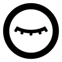 Mascara effetto estensione ciglia icona in cerchio nero colore nero illustrazione vettoriale immagine stile contorno solido
