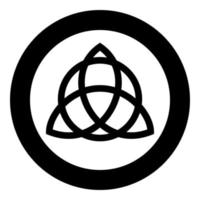nodo trikvetr con cerchio potere di tre simboli vichinghi tribale per tatuaggio icona nodo trinità in cerchio rotondo colore nero illustrazione vettoriale piatto stile immagine